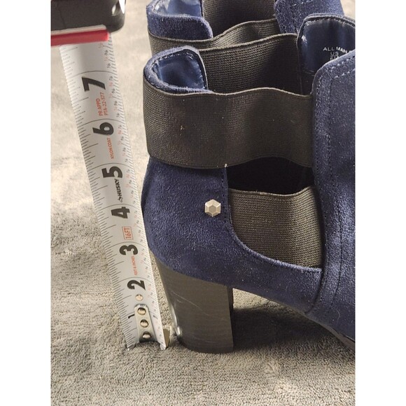 Attention Women’s Navy Suede Ankle Boots Block Heel Chelsea Size 6 - Picture 9 of 9